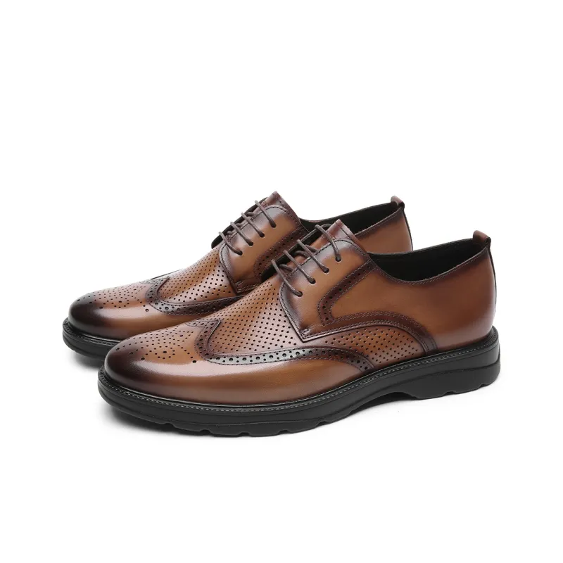 CROWN Dress Shoes Men's Light Brown One Yard Larger-2