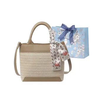 REDOO Straw Woven Shoulder Bag Crossbody Bag Women's Khaki/Coffee