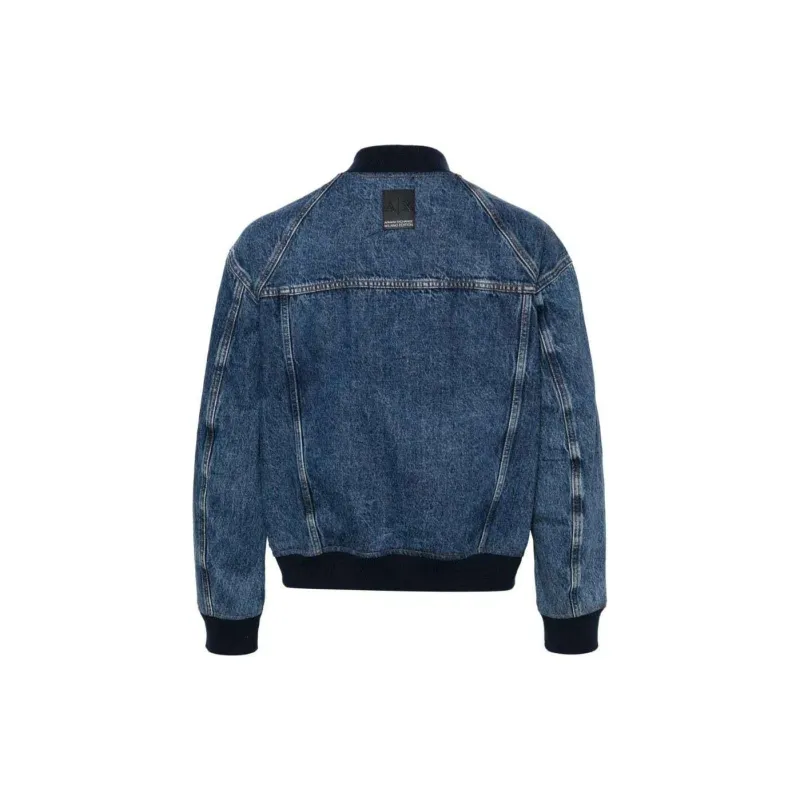 ARMANI EXCHANGE Washed Denim Bomber Jacket-1