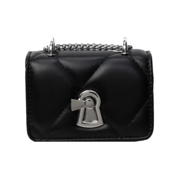 Versman PU Shoulder Bag Medium Size Women's Black/Ecru/Silver