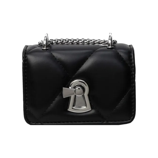 Versman PU Shoulder Bag Medium Size Women's Black/Ecru/Silver-0