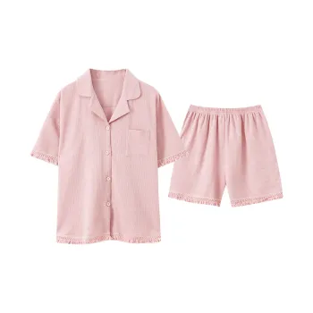 Close fitting Areas Pajama Set Women's Pink