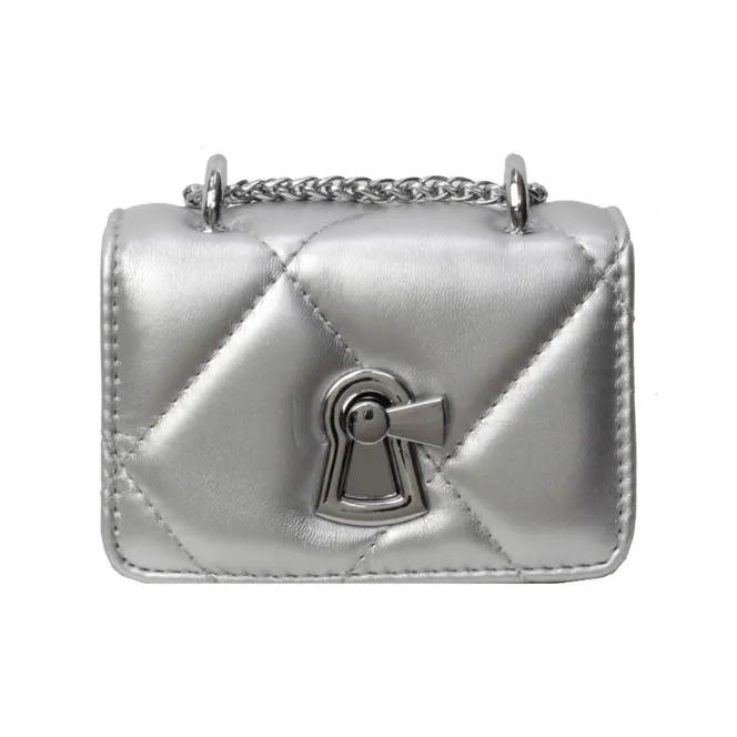 Versman PU Shoulder Bag Medium Size Women's Black/Ecru/Silver-8