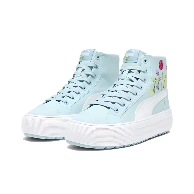 PUMA Anti Slip Wear Resistant Mid Top Casual Shoes Women's Blue White-2