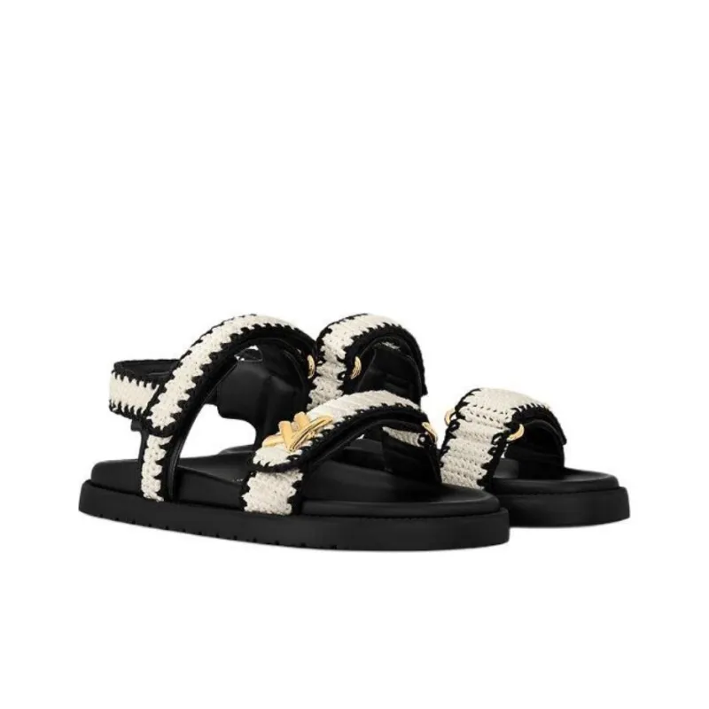 LOUIS VUITTON Sunset Comfort One Strap Sandals Women's Black-3