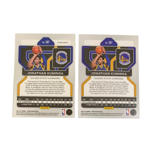 PANINI 2021 22 Warriors Jonathan Kuminga PRIZM Crush Ice RC Parallel+Base Card Pass Through Sports Cards 2 Pcs-1
