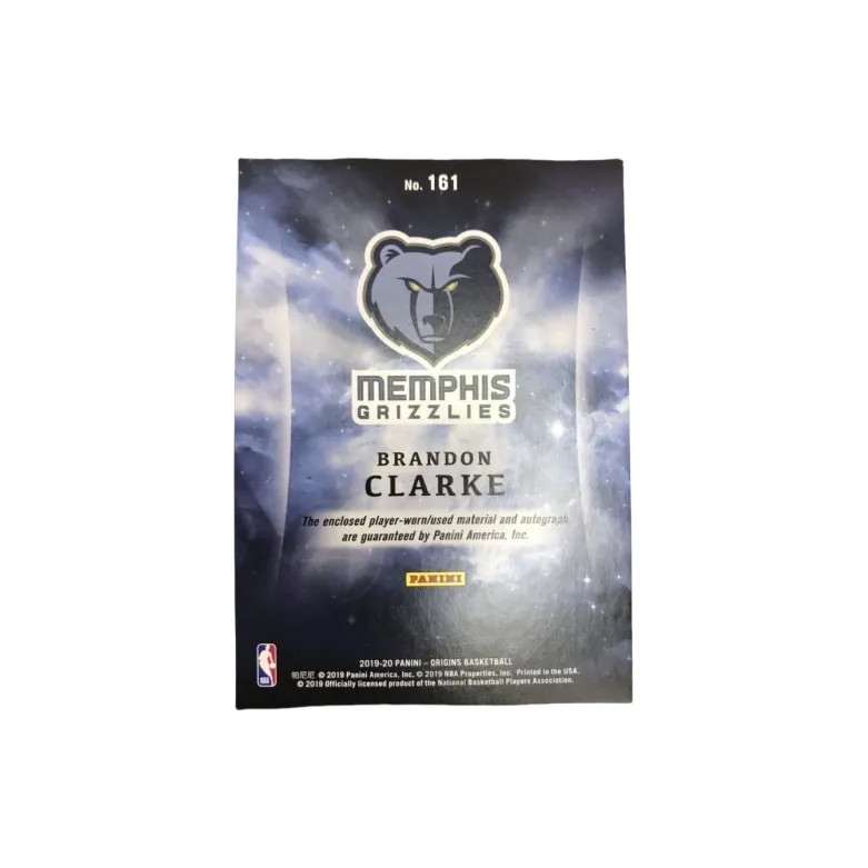 PANINI Clarke 2019 20 Origins Grizzlies Rookie RPA Patch Signature Card 4/5 Edition Star Card Pass Sports Cards 1 Pc-1