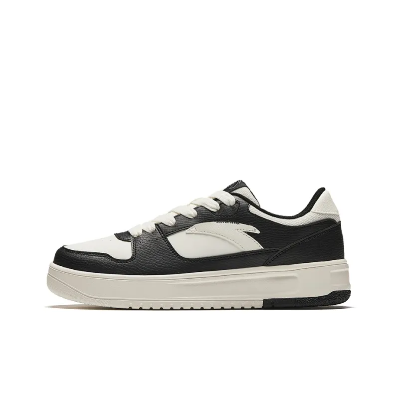 Anta Lightweight White Sneakers Height Increasing Lightweight Low Top Skateboard Shoes Men's Black-0