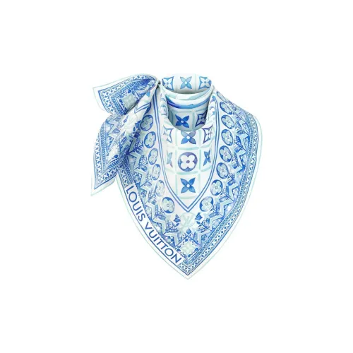 LOUIS VUITTON Silk Scarves Unisex Blue