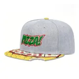 PIZZA Grey Embroidered Slit Baseball Caps