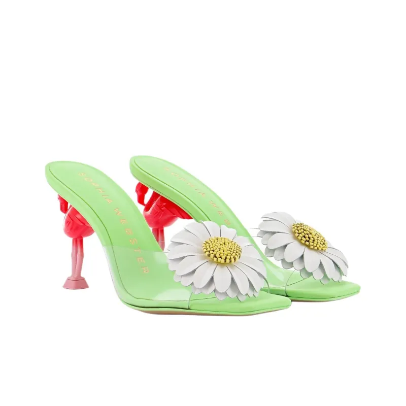 Sophia Webster Flo Flamingo Slip-Resistant Slide Slippers 8.5cm Women's Green-3
