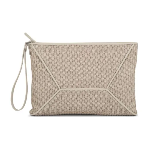 Brunello Cucinelli Panelled Woven Clutch Bag