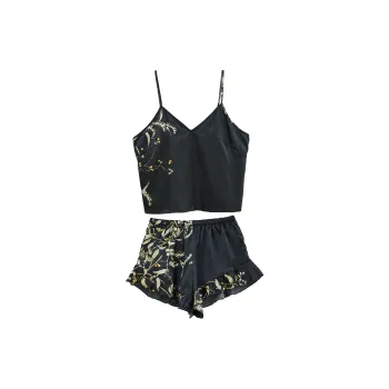 Flowers In Water Pajama Set Women's Black Cherry
