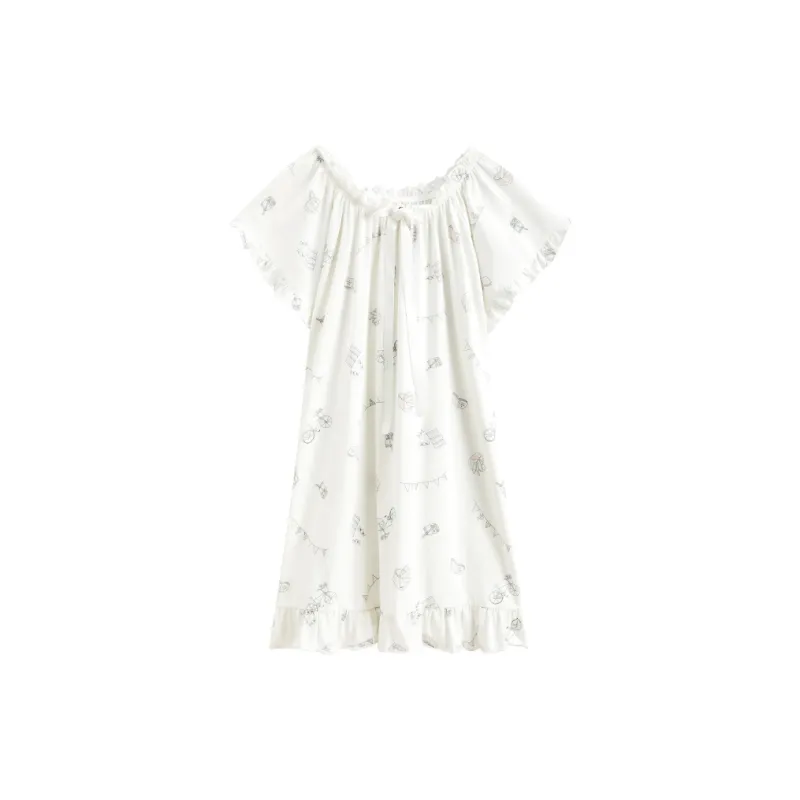 FENTENG Nightgown Women's White-0