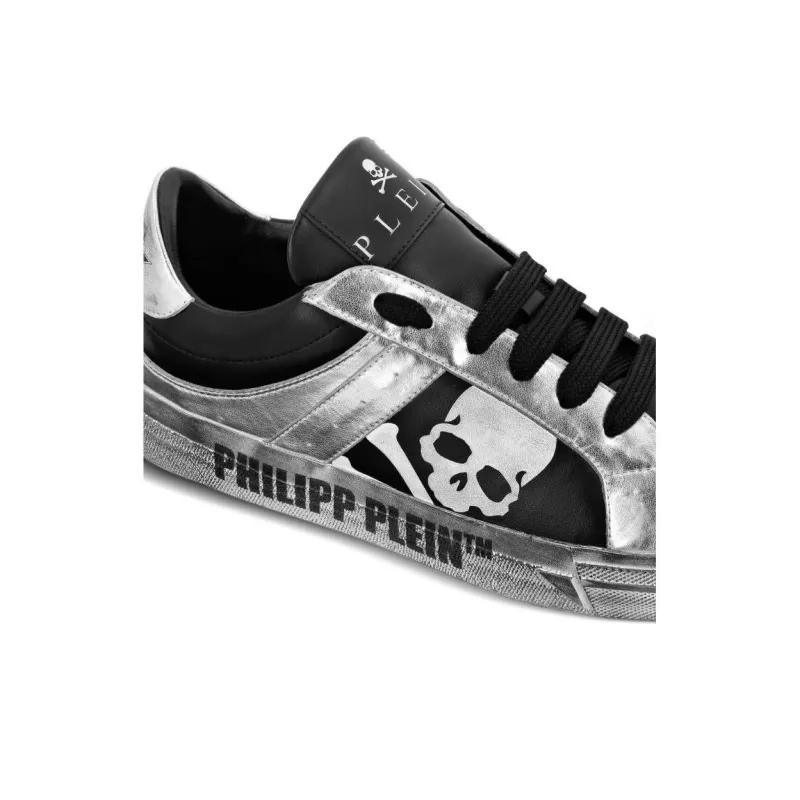 PHILIPP PLEIN Retrokickz TM Low Top Skateboard Shoes Men's Black Silver-4
