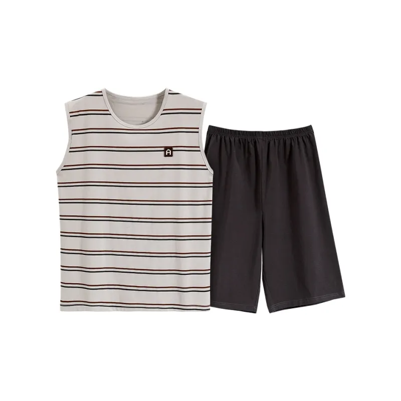 Qiao Ni Tong Pajama Set Men's Gray-0