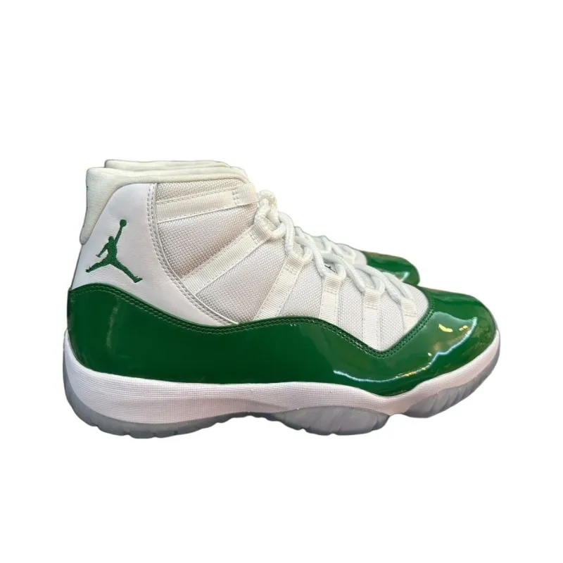 Jordan Air Jordan 11 'Michigan State' PE Anti-Slip Wear-Resistant High-Top Basketball Shoes Unisex White Green-1