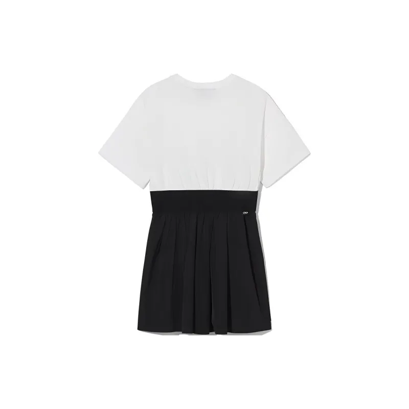 Mini Cream Short-Sleeved Dresses Women's Black-1