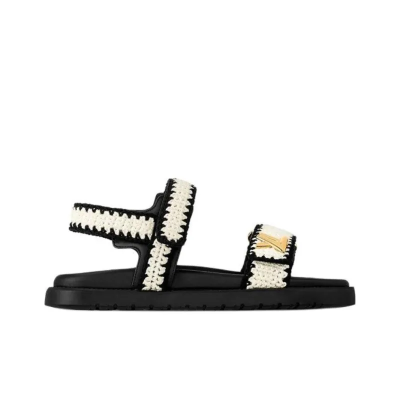 LOUIS VUITTON Sunset Comfort One Strap Sandals Women's Black-1