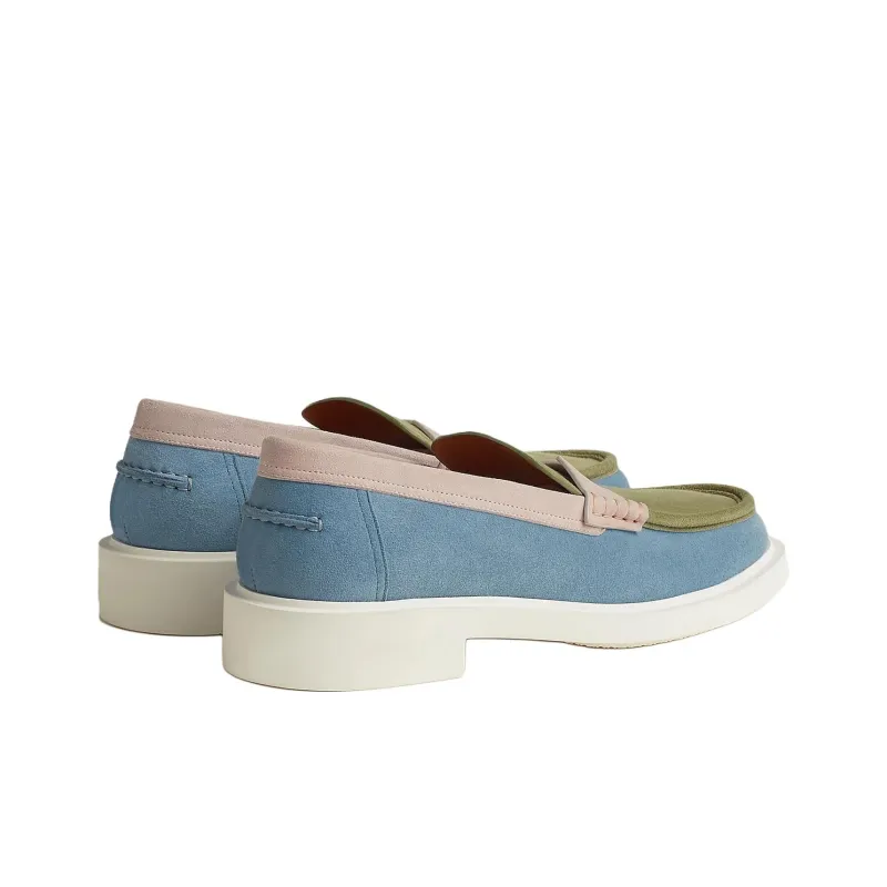 HERMES Guillaume Loafers Men's Blue-3