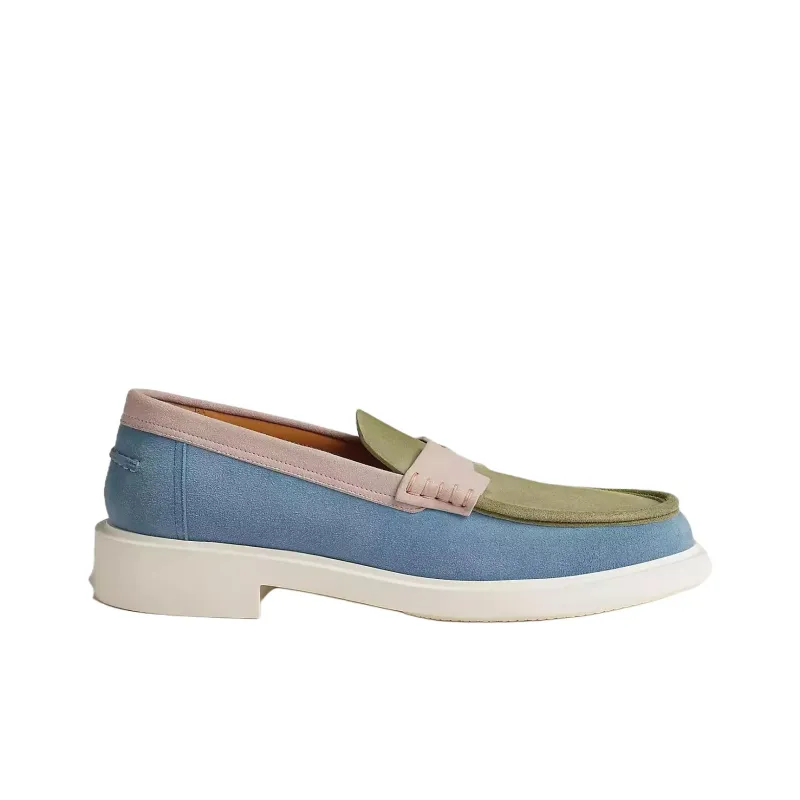 HERMES Guillaume Loafers Men's Blue-1