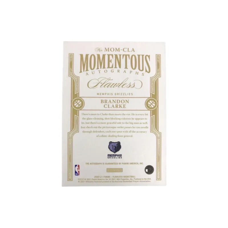 PANINI 2020 PANINI Grizzlies Clarke Portable Autograph 08/10 Rising Stars Autograph Card Access Pass Sports Cards 1 Pc-1