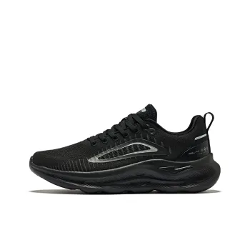 Erke Cushioned Wear-Resistant Breathable Low-Top Running Shoes Women's Jet Black Carbon Gray