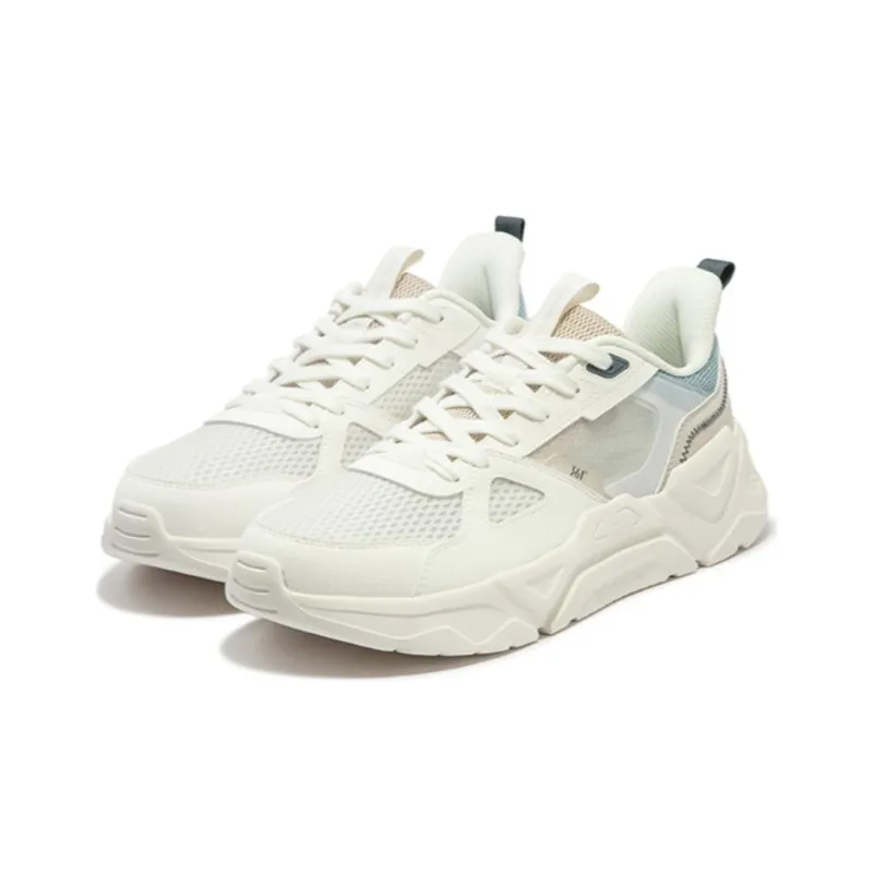 361° Wear Resistant Low Top Casual Shoes Men's White Beige Blue-1