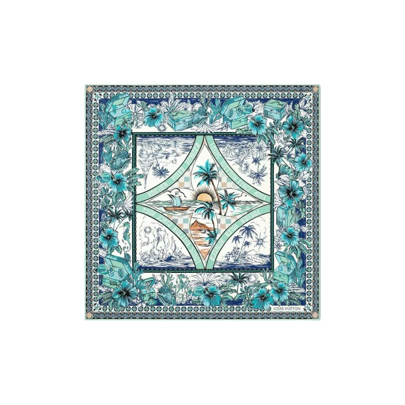 LOUIS VUITTON Silk Scarves Unisex Green-1