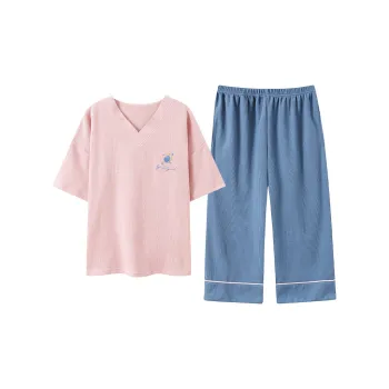 Close-fitting Areas Pajama Set Women's Shrimp Pink