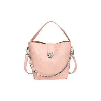 Versman PU Shoulder Bag Medium Size Women's Pink/White/Blue