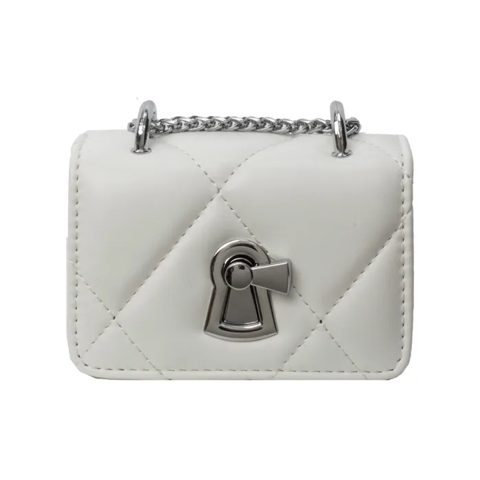Versman PU Shoulder Bag Medium Size Women's Black/Ecru/Silver-4