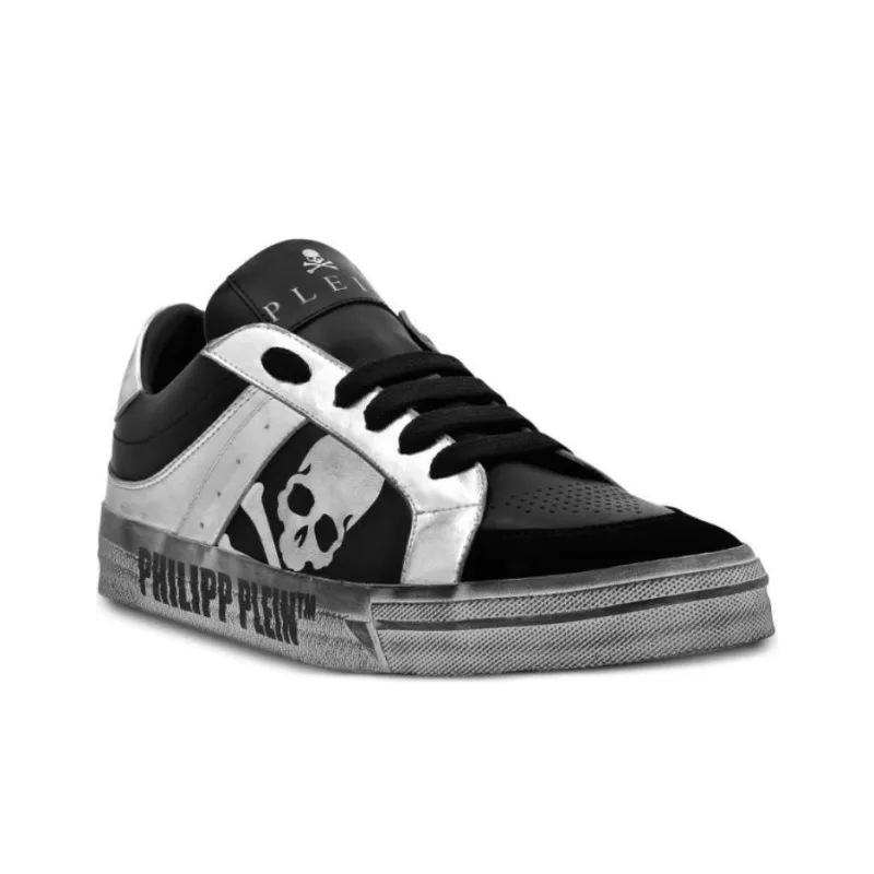 PHILIPP PLEIN Retrokickz TM Low Top Skateboard Shoes Men's Black Silver-2