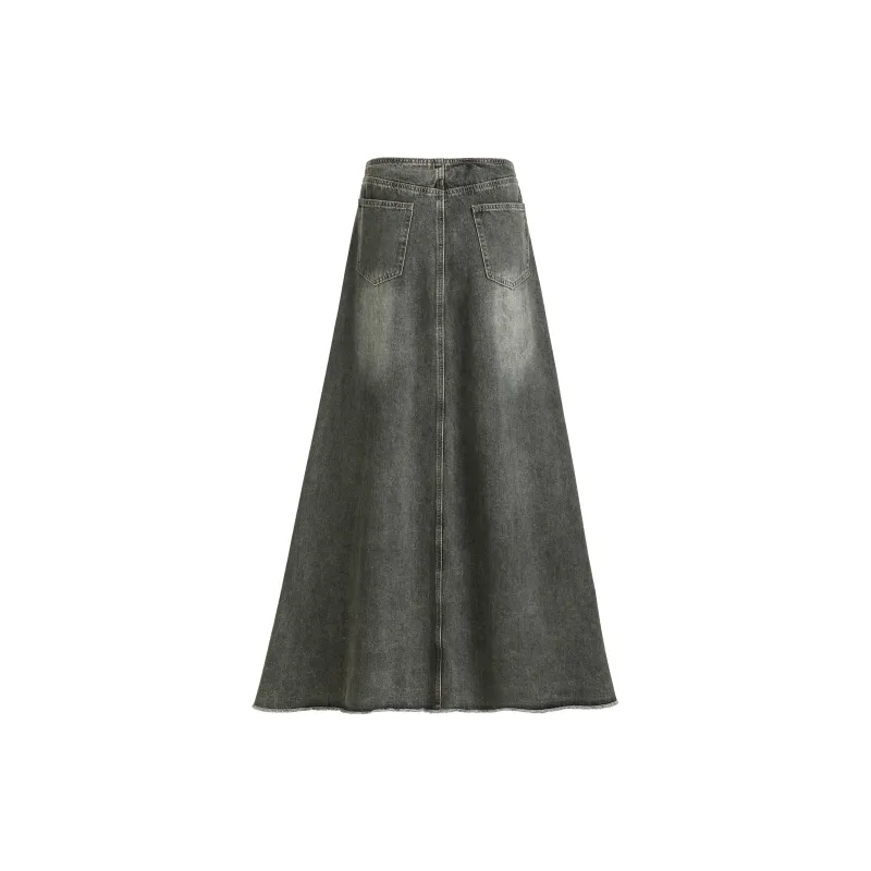 Rose Denim Long Skirts Women's-1