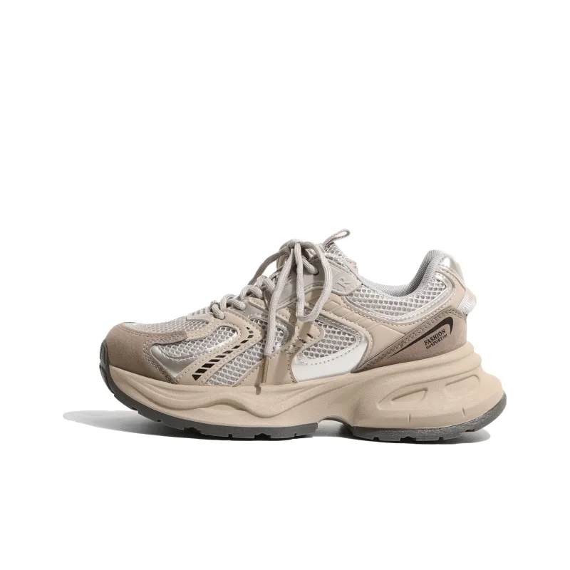 LXVB Slip-Resistant Breathable Low-Top Chunky Sneakers 5cm Women's-1