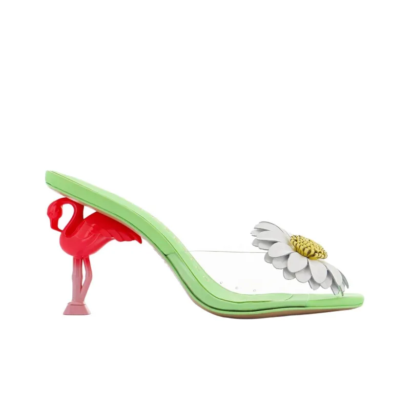 Sophia Webster Flo Flamingo Slip-Resistant Slide Slippers 8.5cm Women's Green-1