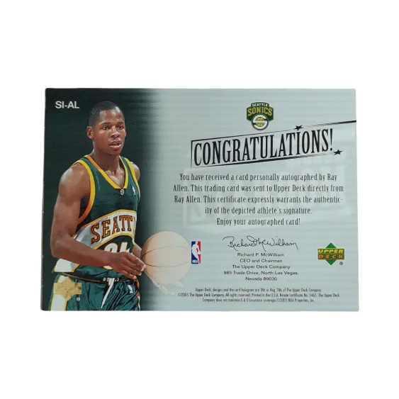 UPPER DECK 2004 05 Upper Deck Trilogy Ray Allen Sonic Ray Allen Signature Card Sign Sports Cards 1 Pc-1