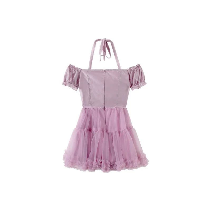 Adeworn Short Sleeved Dress Women's Purple-1