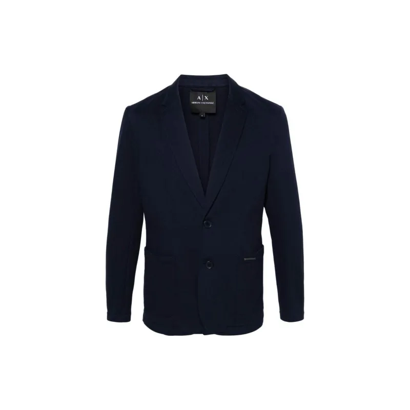 ARMANI EXCHANGE Single-breasted Piqué Blazer-0