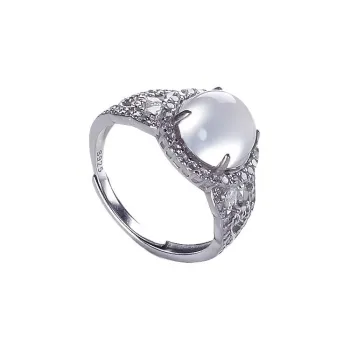 Artisan Lock Heart Jade Chalcedony Rings Unisex
