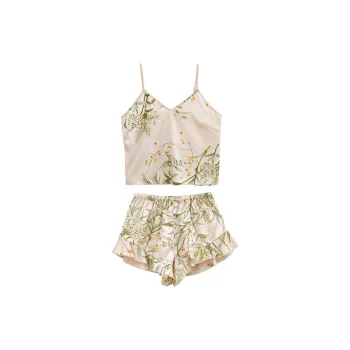 Flowers In Water Pajama Set Women's Champagne Cherry