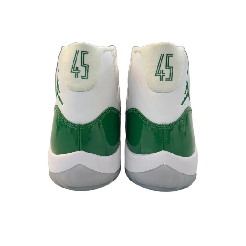 Jordan Air Jordan 11 'Michigan State' PE Anti-Slip Wear-Resistant High-Top Basketball Shoes Unisex White Green-2
