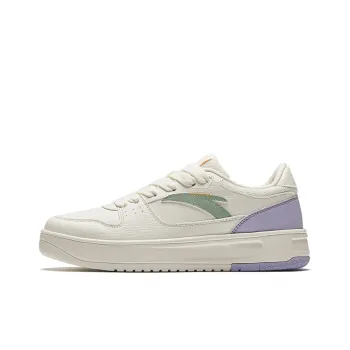 ANTA Skateboard Shoes Women's Low Top Ivory White/Hydroxide Green/Misty Light Purple
