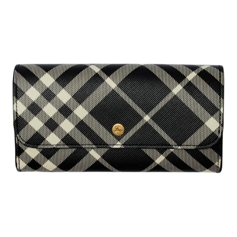 Burberry Polyurethane Wallet Women's Black & White-0