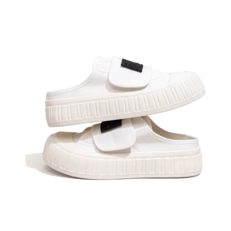 Feiyue Rubber Sole Abrasion Resistant Slip Resistant Closed Toe Slippers Women's White Black-1