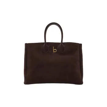 Burberry Rocking Horse Calfskin Tote Bag Shopping Bag Handbag Medium Size Women's Dark Brown