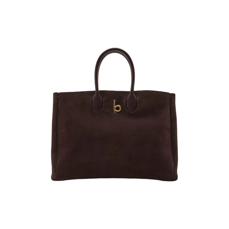 Burberry Rocking Horse Calfskin Tote Bag Shopping Bag Handbag Medium Size Women's Dark Brown-0