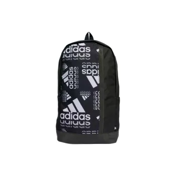 Adidas Recycled Polyester Plain Weave Fabric Backpack Unisex Black & White