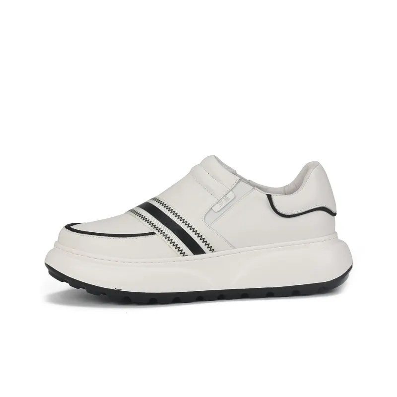 Thai Points Wear Resistant Height Increasing Low Top Skateboard Shoes Men's White-0