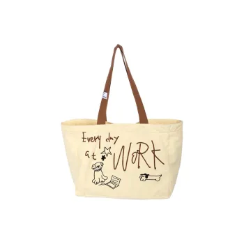 GOOD FOR NOTHING 100% Cotton Tote Bag, Shopping Bag, Shoulder Bag Large Size Unisex Custard